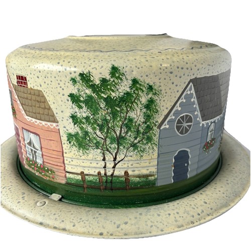 Vintage Regal?? Aluminum Cake Carrier With A Cute Hand painted Country Scene. - Picture 6 of 11