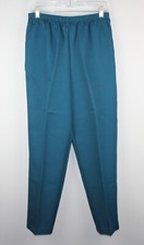 ALFRED DUNNER Women's Dk Teal Pull-on Dress Pants SZ 10 Elastic Waist Pockets