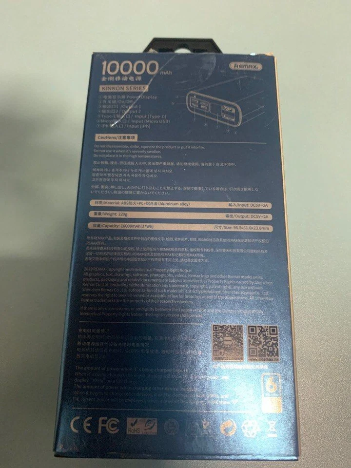 Remax Portable Power Bank Fast Charge 10000mAh for iPhone Samsung LG Type C - Image 2 of 4