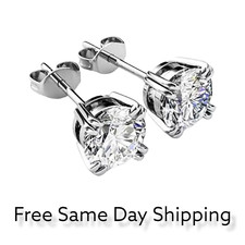 Silver Plated Stud Earrings Round Oval Heart Shape With CZ for Women Men Unisex