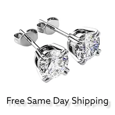 Silver Plated Stud Earrings Round Oval Heart Shape With CZ for Women Men Unisex
