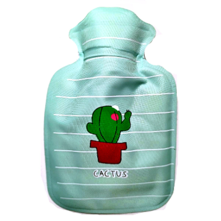 For Baby Rubber Hot Water Bottle with Cute Cactus Photo 4" x 6.5"