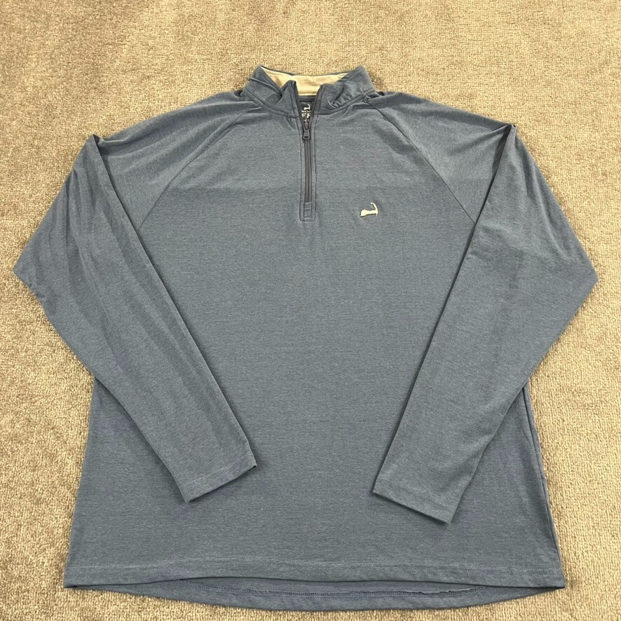 CUFFYS Cape Cod Pullover Men Extra Large Blue 1/4… - image 1
