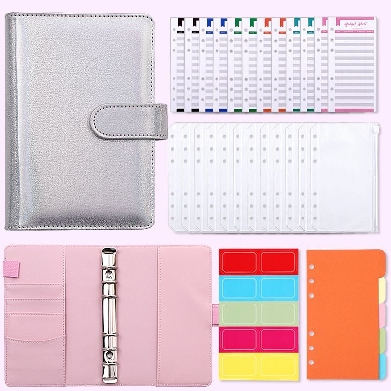 Notebook Cover Colorful A6 Loose-Leaf DIY Binder Planner Paper Envelope Zipper