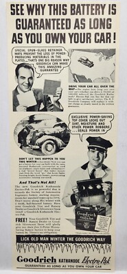1937 BF Goodrich Kathanode Electro Pak Battery Original Print Ad Life Magazine
