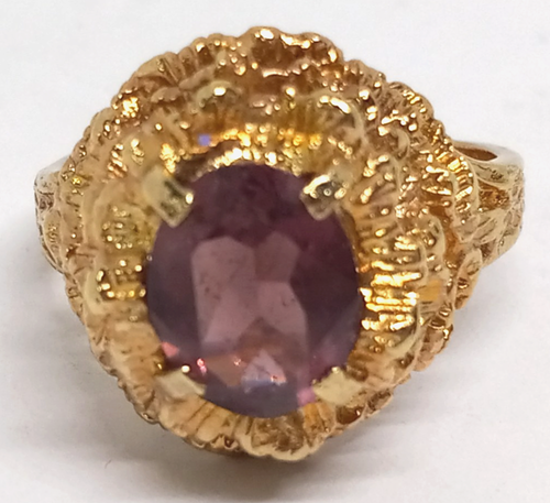 Vintage Avon Ring Gold Tone Amethyst Purple Glass Stone Size 6 - Picture 5 of 13