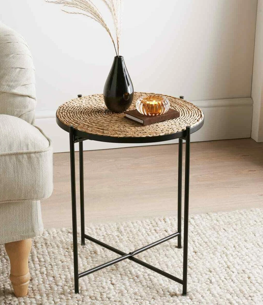 Rattan and metal side cheap table