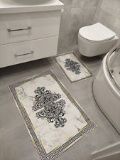 2-pack bath mat with digital patterned non-slip base, 90 40 and 40 60