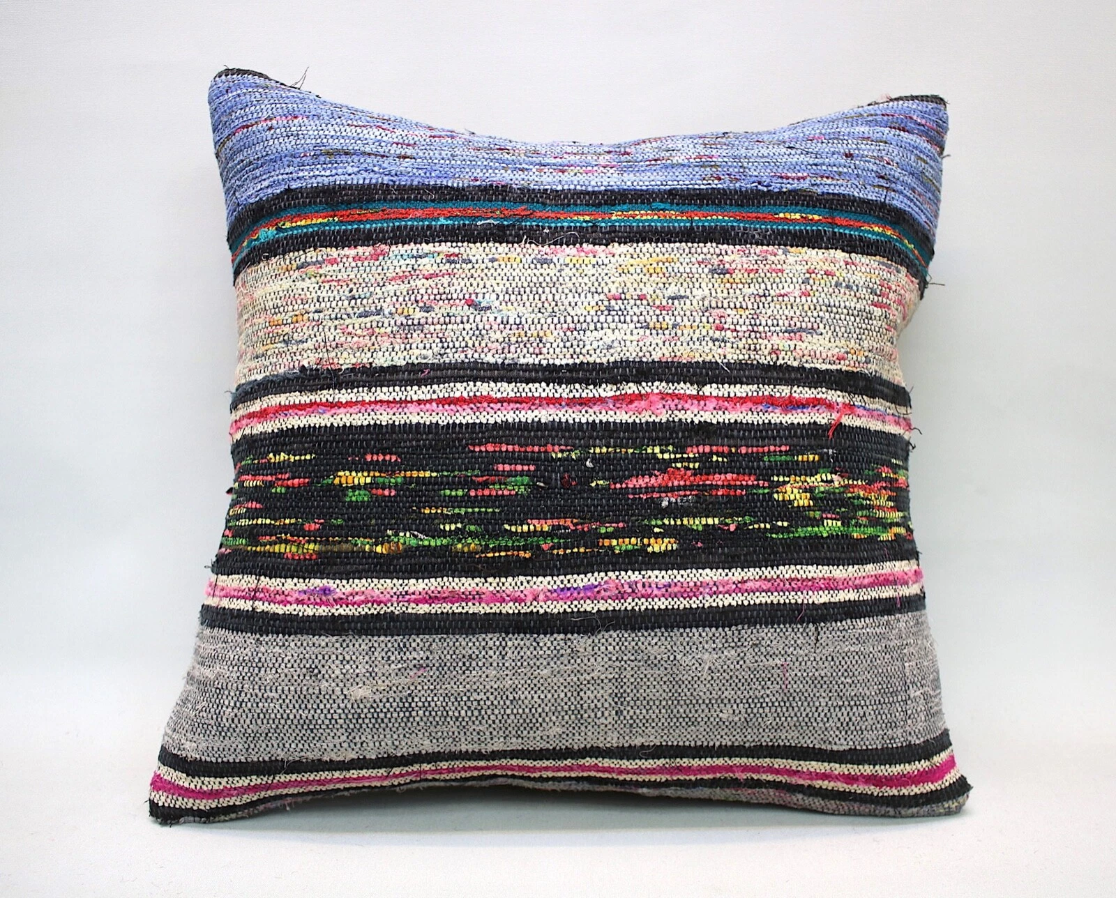 Kilim Square Pillow, 18x18 in, Decorative Throw Cushion, Handmade Vintage Pillow