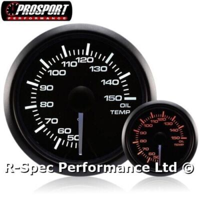WASSERDICHT Prosport 52mm Schrittmotor gelb / weiß Öltemperaturanzeige °C