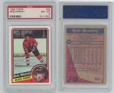 1984-85 Topps Hockey Card #32 Bob Murray Black Hawks PSA 8 NM-MT