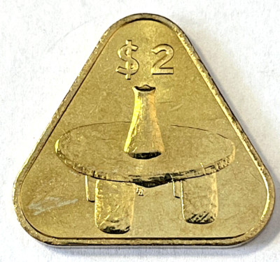 2015 Cook Islands 2 Dollars Triangle Coin Kumete Mortar & Pestle