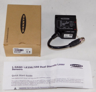 New Banner LE550DQP 94197 Laser Displacement Distance Measument Sensor 100-1000
