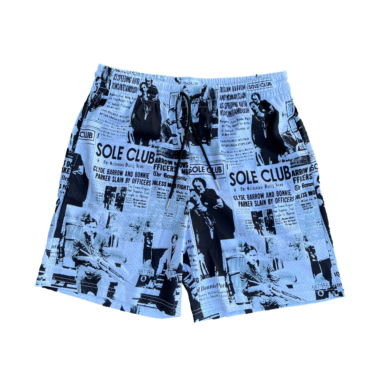 Sole Club Newspaper Mesh Shorts EE Eric Bravest Studios Short