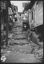 Street in the slum area of the hill town of Lares,Puerto Rico,January 1942,FSA