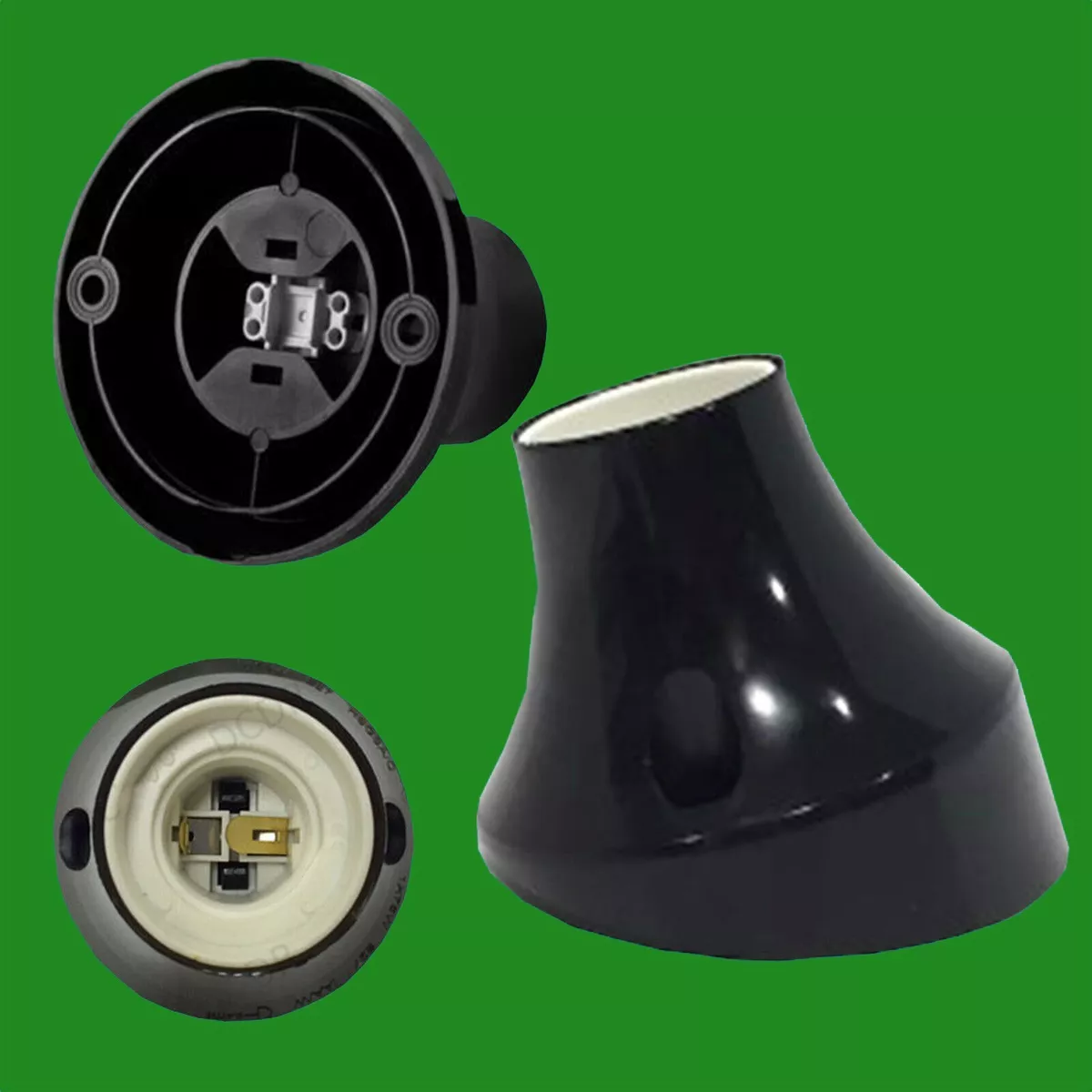 Edison Screw Black Angled Batten Lamp Holder ES E27 LightBulb Wall Fixing Socket