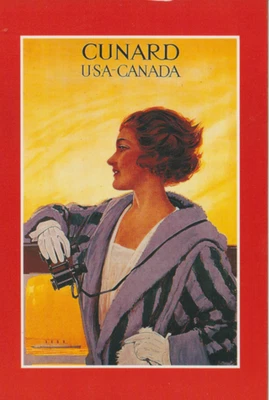CUNARD - USA AND CANADA POSTER COLOUR POSTCARD + - Image 1 of 2