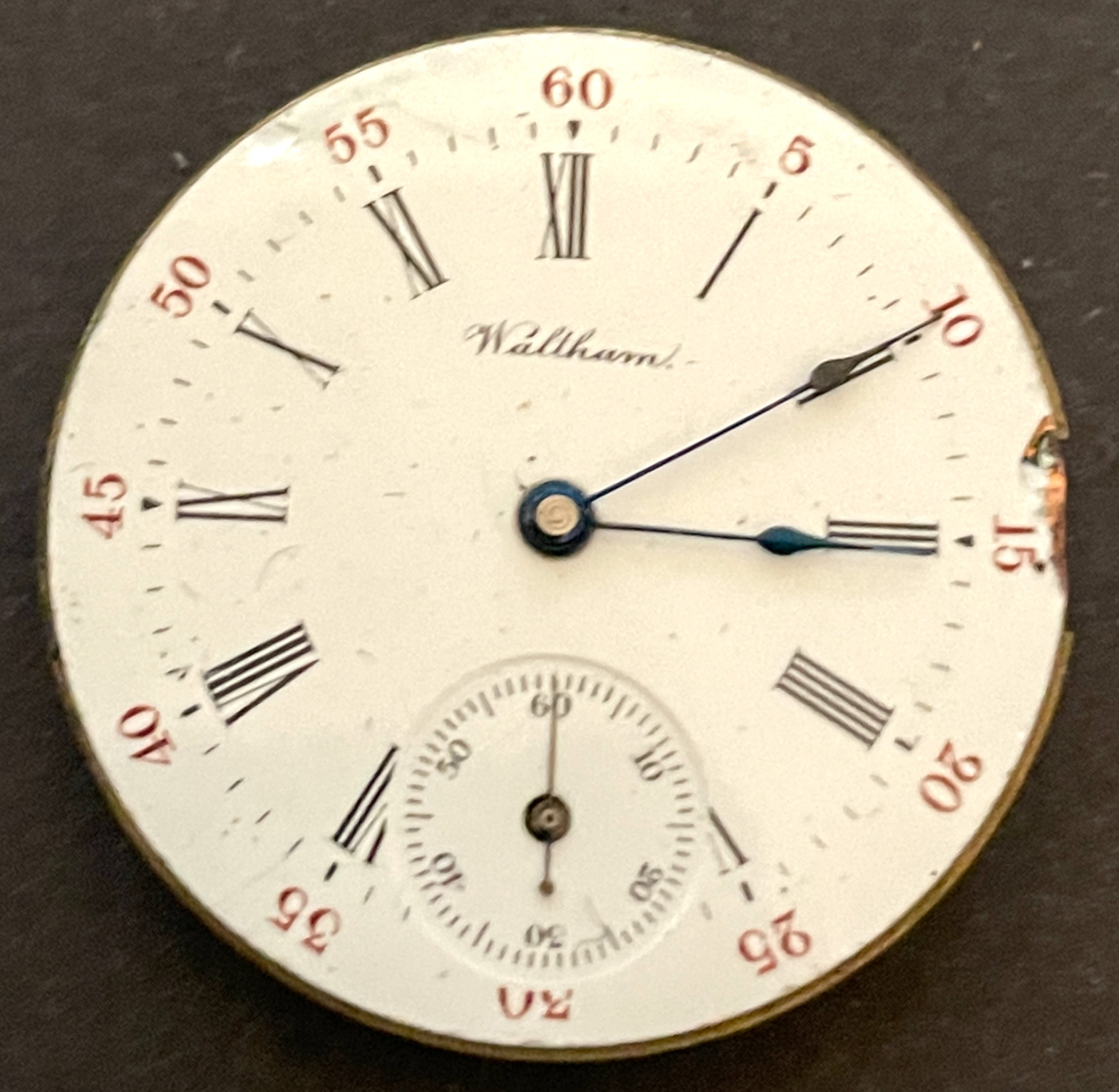Antique Waltham Model 1891 64 Pocket Watch Movement Two-Tone Ticks 0s 11j USA