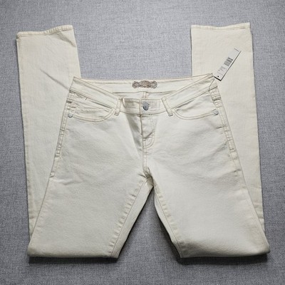 Elie Tahari Shanya Jean Pants Size 4 White Denim Polar Wash 30X33 E42G7207