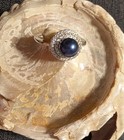 NWT Vantel "Made You Look" BLUE Pearl With CZ Accents Ring Size 7 — photo 4