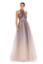 Mac Duggal - Glitter Halter Ballgown 20376Charcoal Ombre - Size 4 NWT