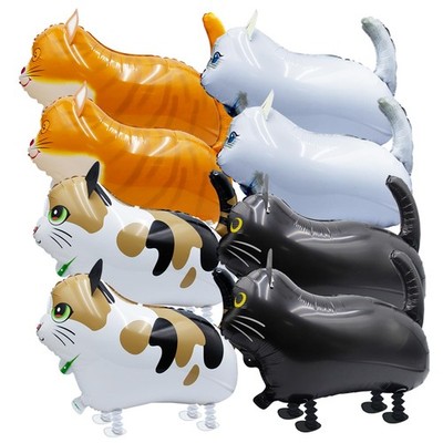 8-Pack Walking Cat Balloons â   Cute Foil Kitty Balloons with Ribbons for Kid...