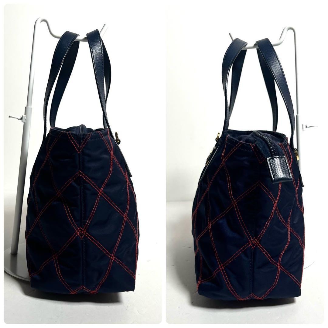 PRADA 1BA090 Quilted Nylon 2Way Bag Navy thumbnail 4