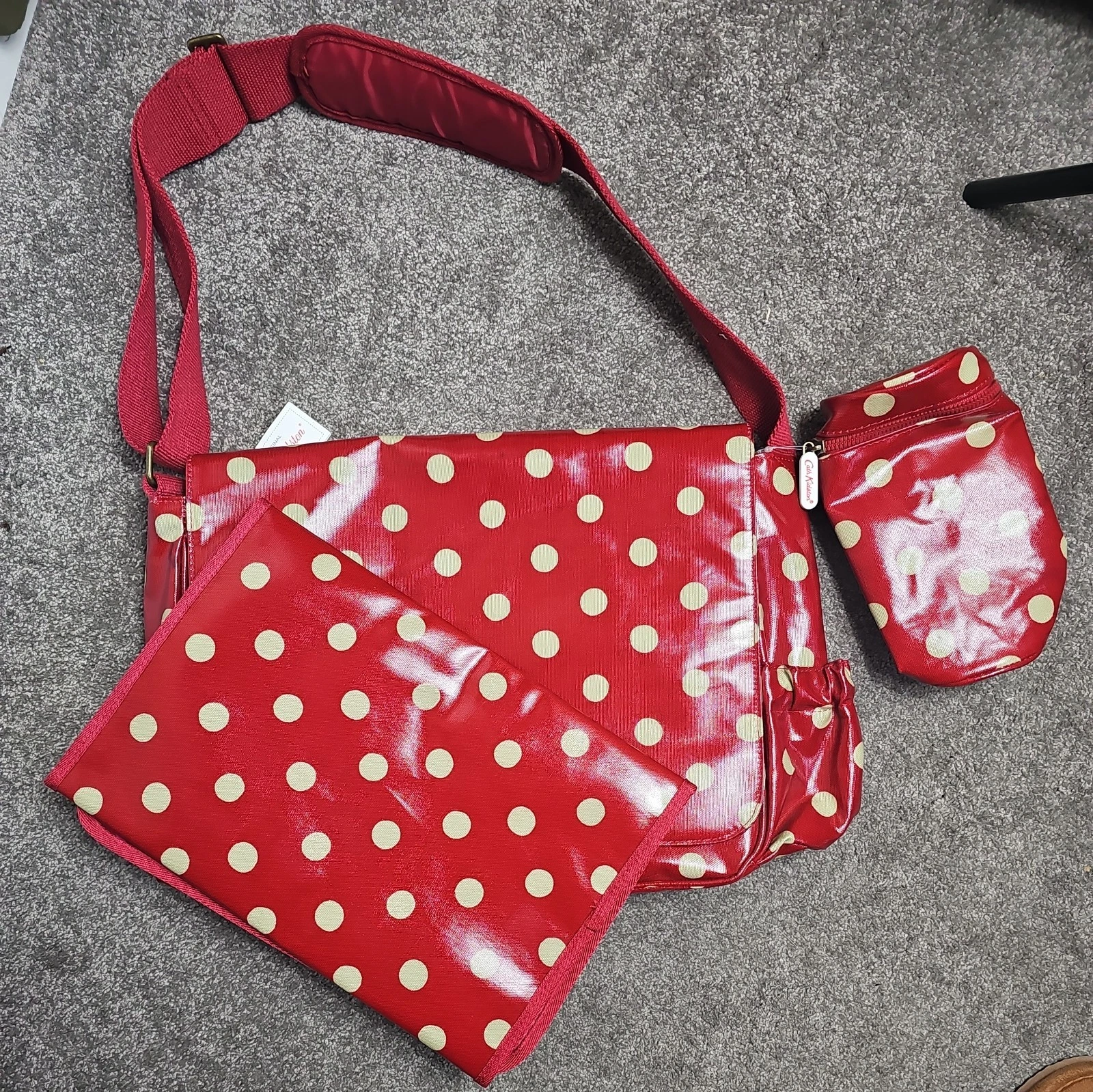 BNWT Cath Kidston baby nappy changing bag Red White Polka dots accessories RRP65