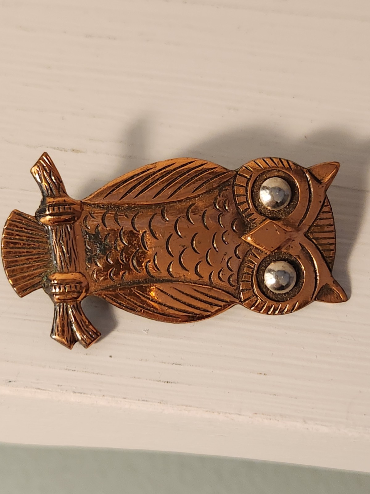 Solid Copper Owl Pin / Brooch - image 9