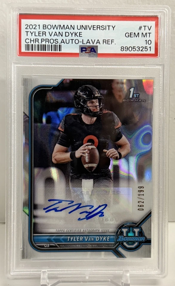 2021 Bowman U Tyler Van Dyke Chrome Auto 1st Prospect Lava SMU Miami /199 PSA 10 - Image 3 of 4