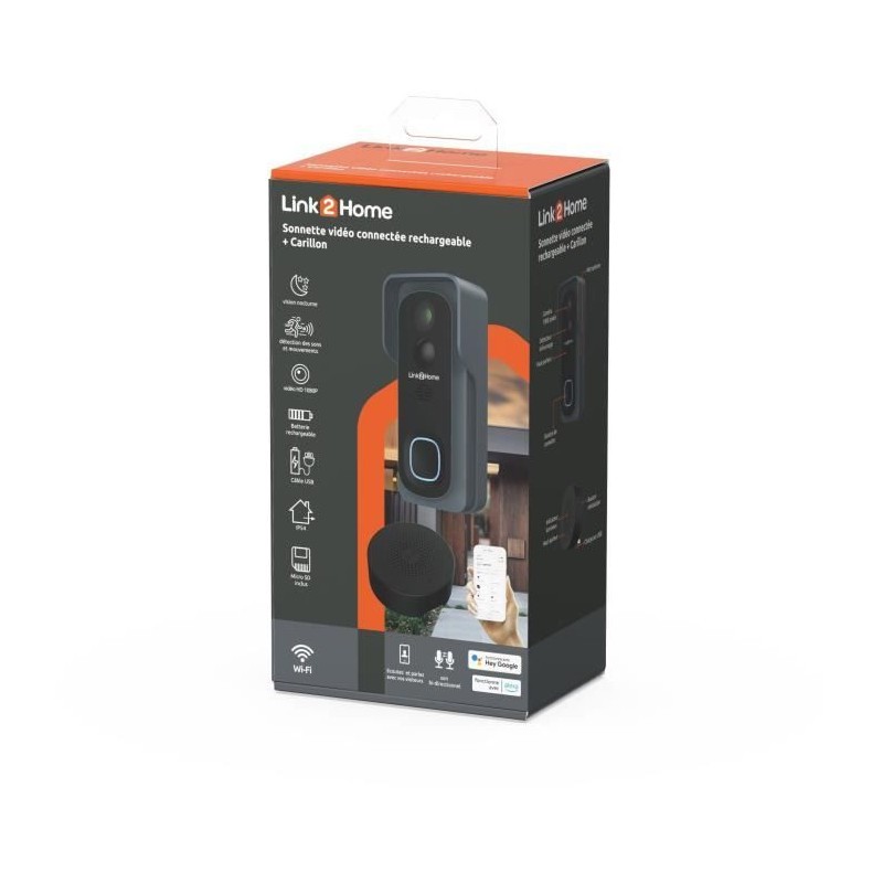 Sonnette connectee carillon sans fil Wi-Fi LINK2HOME audio intelligent - 4