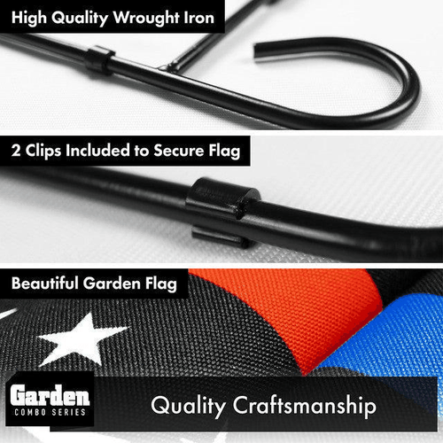 G128 Combo Pack: Garden Flag Stand Black 36x16 Inch & Garden Flag Thin Blue and - Picture 3 of 9