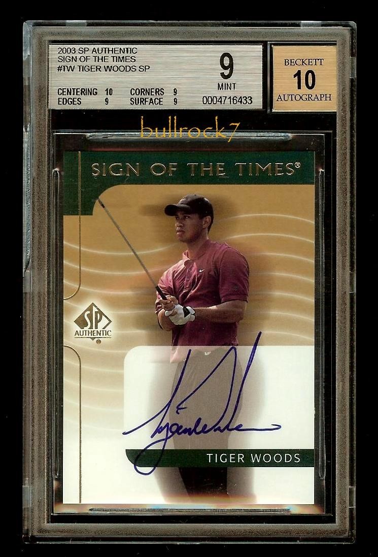 Tiger Woods 2003 SP Authentic Golf Sign of the Times AUTO SP BGS 9/10 