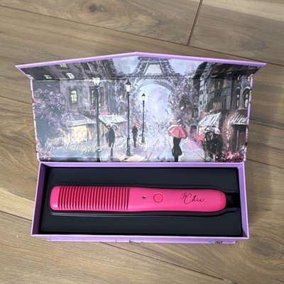 Le Chic Très Chic Ionic Comb Ceramic Straightening Brush Pink Adjustable Heat
