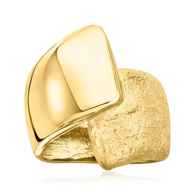 Ross-Simons Italian Textured and Polished 18kt Gold Over Sterling Wrap Ring