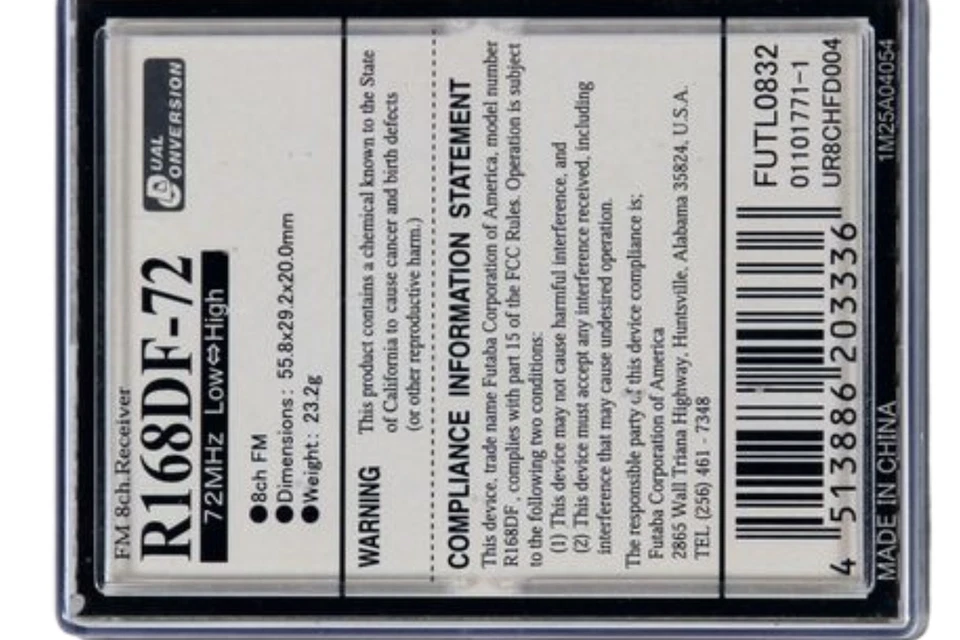 Futaba R168DF 8-Channel FM Micro Receiver 72MHz NEW in Original Box RC Airplane - Image 2 of 2