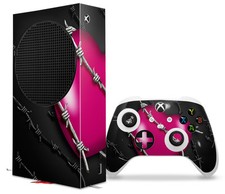 Skin Wrap for XBOX Series S Console Controller Barbwire Heart Hot Pink