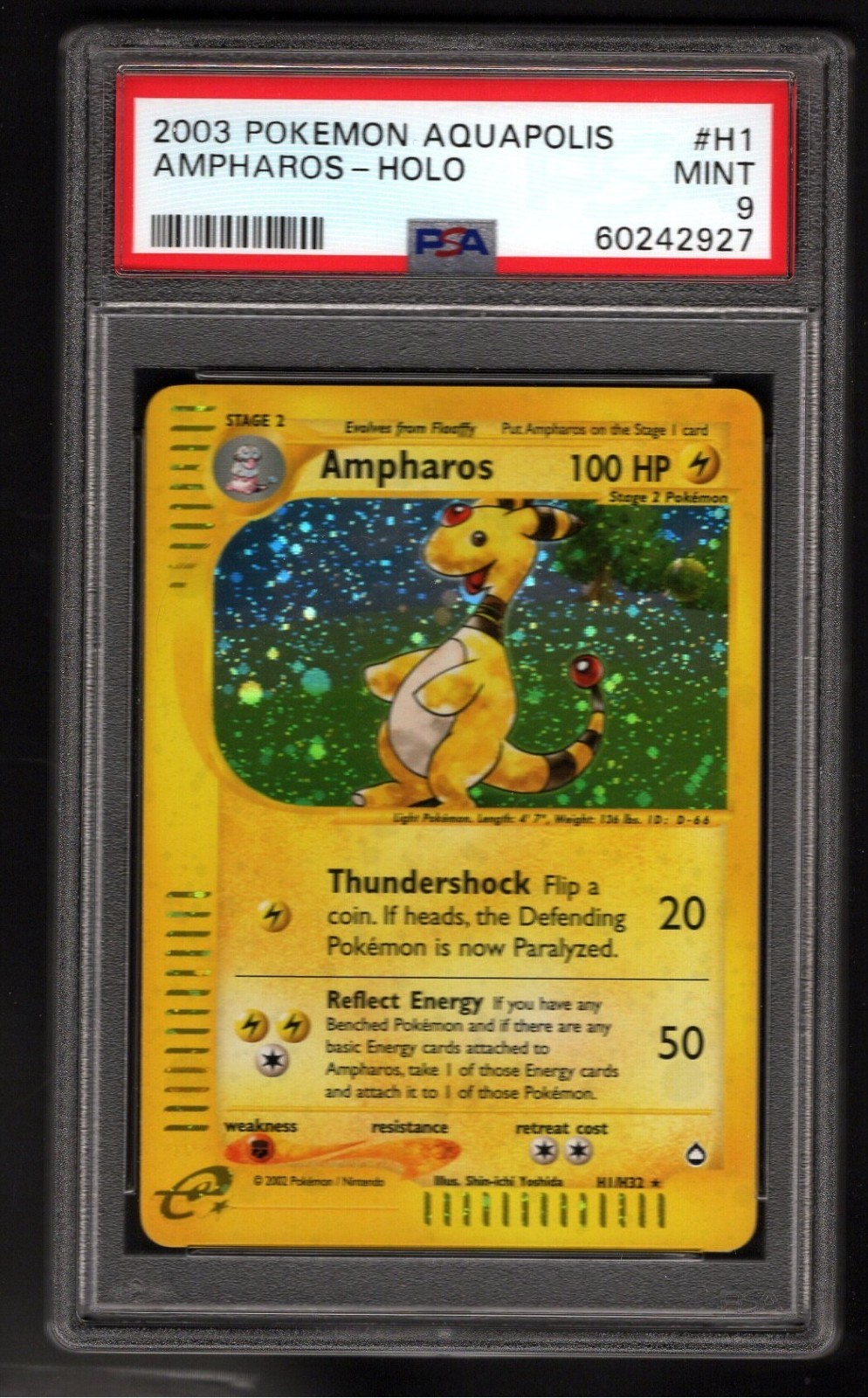 PSA 9 Ampharos H1/H32 Holo - Aquapolis - WOTC pokemon