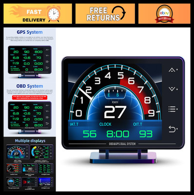 4.3'' TFT LCD OBD2 Heads-Up Display, Multi-Function Digital HUD Gauge for Cars