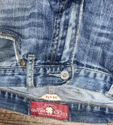Lucky Brand Men's Bootcut Denim Jeans Blue Distressed Button