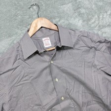Brooks Brothers Dress Shirt Mens 16 33 Blue Madison Fit Non-Iron Supima Cotton