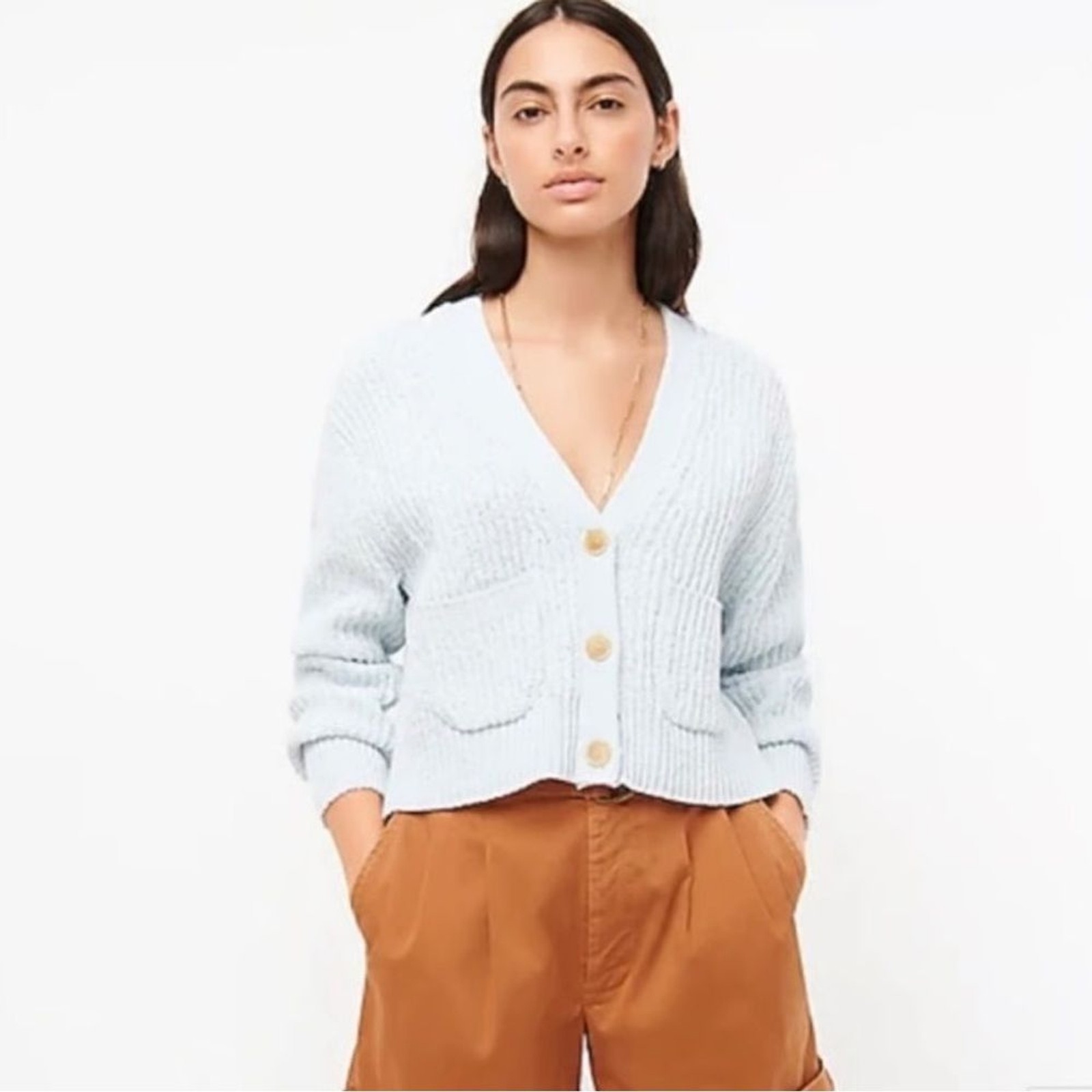 J Crew Women's Light Blue Cardigan Sweater Size M
