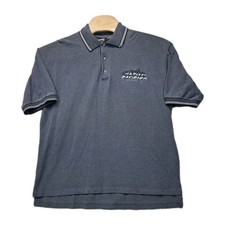 Vintage Harley-Davidson Polo Shirt Mens XL Grey Embroidered Biker 90s Y2K USA