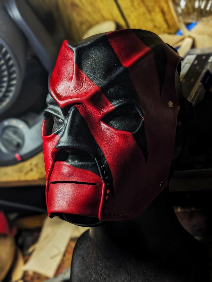 * MTO* Leather Kane 2002 "Chef Boyardee" KaneCustom Wrestling Mask Replica Wwf  - Immagine 3 di 3