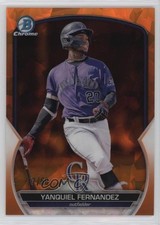 2023 Bowman Sapphire Chrome Prospects Orange 27/50 Yanquiel Fernandez 0yx7