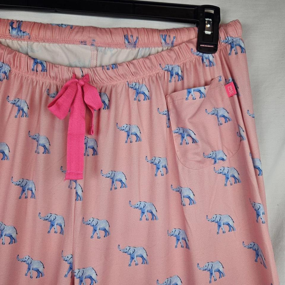 Pantalones de pijama Capelton Road rosa elefante talla M ropa de dormir coqueta femenina Foto 3 de 4