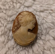 Gemme Kamee Brosche 3cm Goldfarben Anstecknadel Vintage