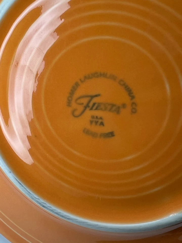 Set of 2 Fiestaware Fiesta Salad Dessert Plates TANGERINE SUNFLOWER 7.25"D Bread - Image 4 of 4