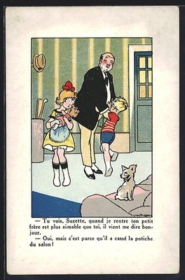 Artist postcard the brother is kinder to the father than the sister 