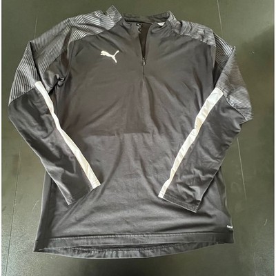 Puma Mens DryCell Quarter Zip Soccer Training Top Black White Grey Size M